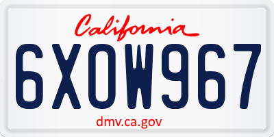 CA license plate 6XOW967