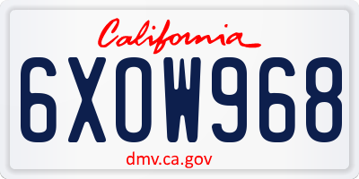 CA license plate 6XOW968