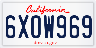 CA license plate 6XOW969