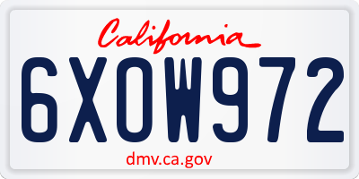 CA license plate 6XOW972
