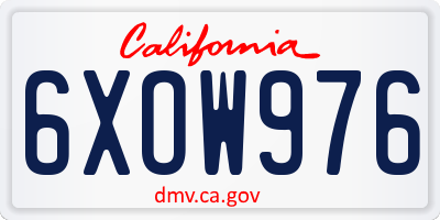 CA license plate 6XOW976