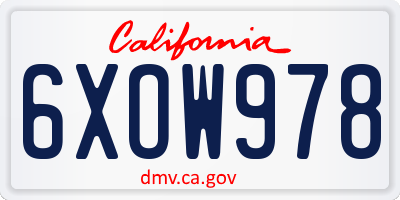 CA license plate 6XOW978
