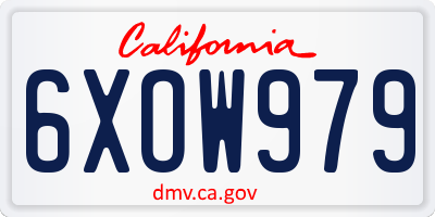 CA license plate 6XOW979