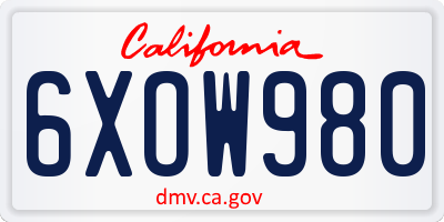 CA license plate 6XOW980