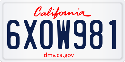 CA license plate 6XOW981