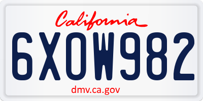 CA license plate 6XOW982
