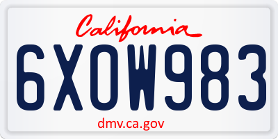CA license plate 6XOW983