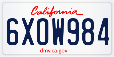 CA license plate 6XOW984