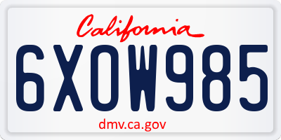 CA license plate 6XOW985