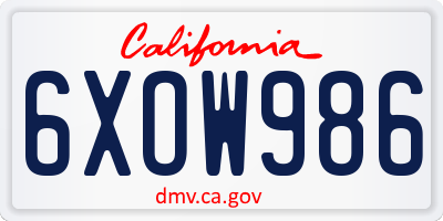 CA license plate 6XOW986