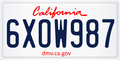 CA license plate 6XOW987