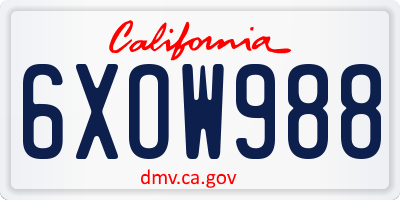 CA license plate 6XOW988