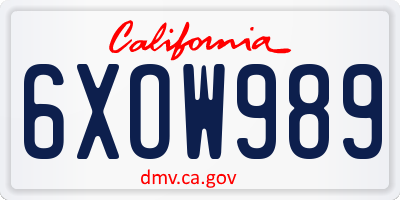 CA license plate 6XOW989