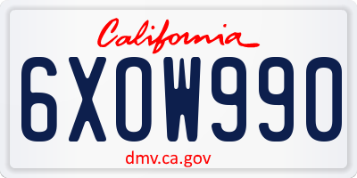 CA license plate 6XOW990