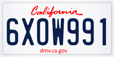 CA license plate 6XOW991