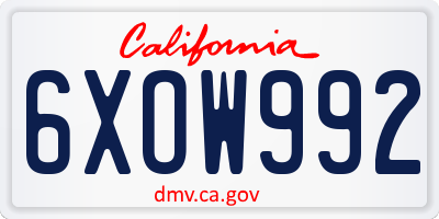 CA license plate 6XOW992