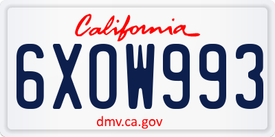 CA license plate 6XOW993