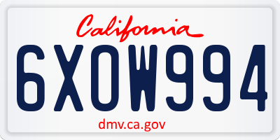 CA license plate 6XOW994