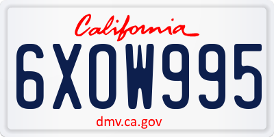 CA license plate 6XOW995