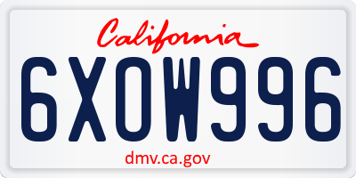 CA license plate 6XOW996