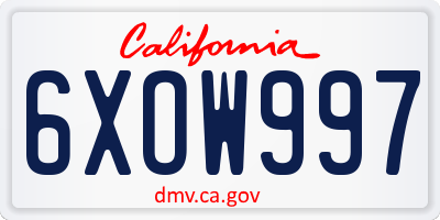 CA license plate 6XOW997