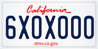 CA license plate 6XOX000