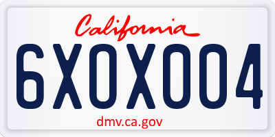 CA license plate 6XOX004