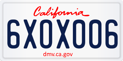 CA license plate 6XOX006