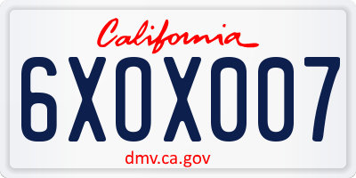 CA license plate 6XOX007
