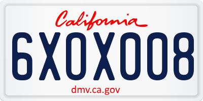 CA license plate 6XOX008