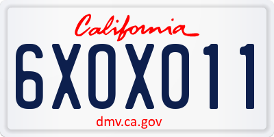 CA license plate 6XOX011