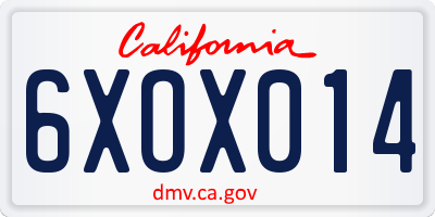 CA license plate 6XOX014