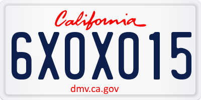 CA license plate 6XOX015