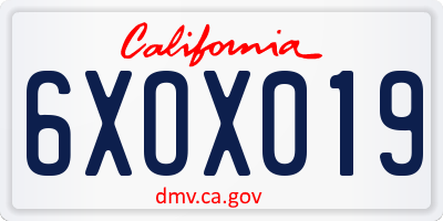 CA license plate 6XOX019