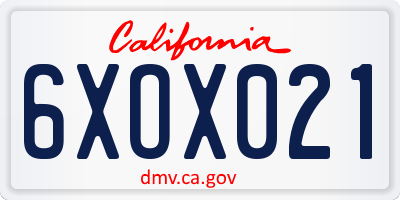 CA license plate 6XOX021