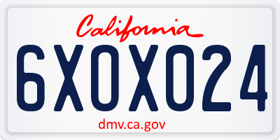 CA license plate 6XOX024