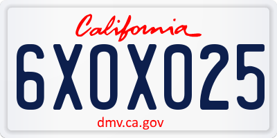 CA license plate 6XOX025