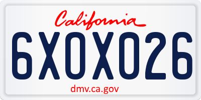 CA license plate 6XOX026