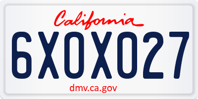 CA license plate 6XOX027