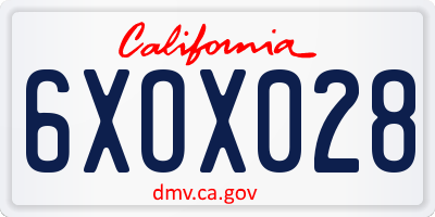CA license plate 6XOX028