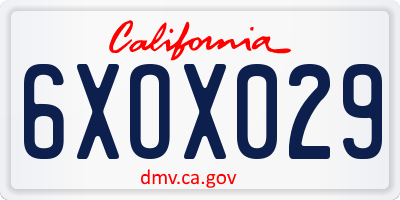 CA license plate 6XOX029