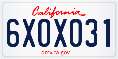 CA license plate 6XOX031