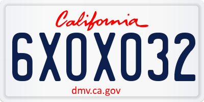CA license plate 6XOX032