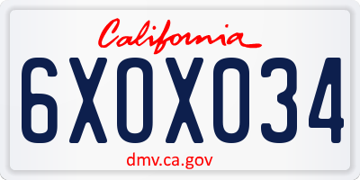 CA license plate 6XOX034