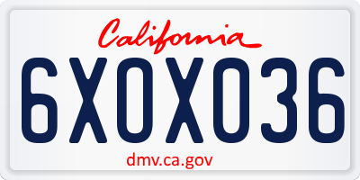 CA license plate 6XOX036
