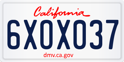 CA license plate 6XOX037