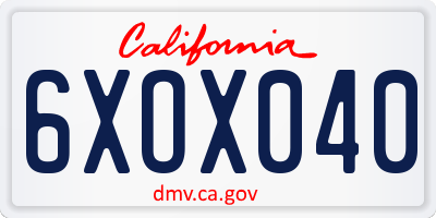 CA license plate 6XOX040