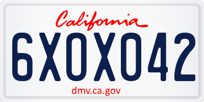 CA license plate 6XOX042