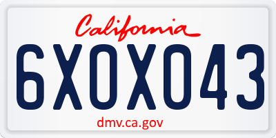 CA license plate 6XOX043