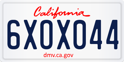 CA license plate 6XOX044